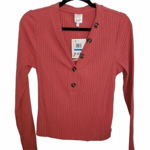 Belle Du Jour Juniors Fitted Ribbed Long Sleeve Top